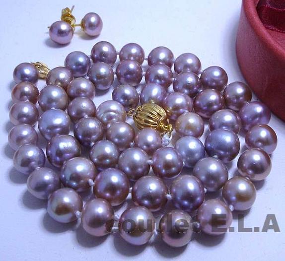 GENUINE PURPLE PEARLS NECKLACE+FREE EARRINGS